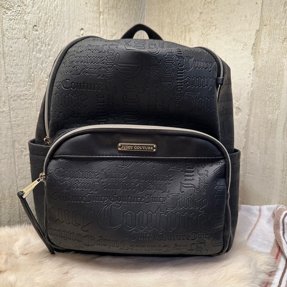Juicy Couture Handbags - Juicy Couture Embossed Black Backpack